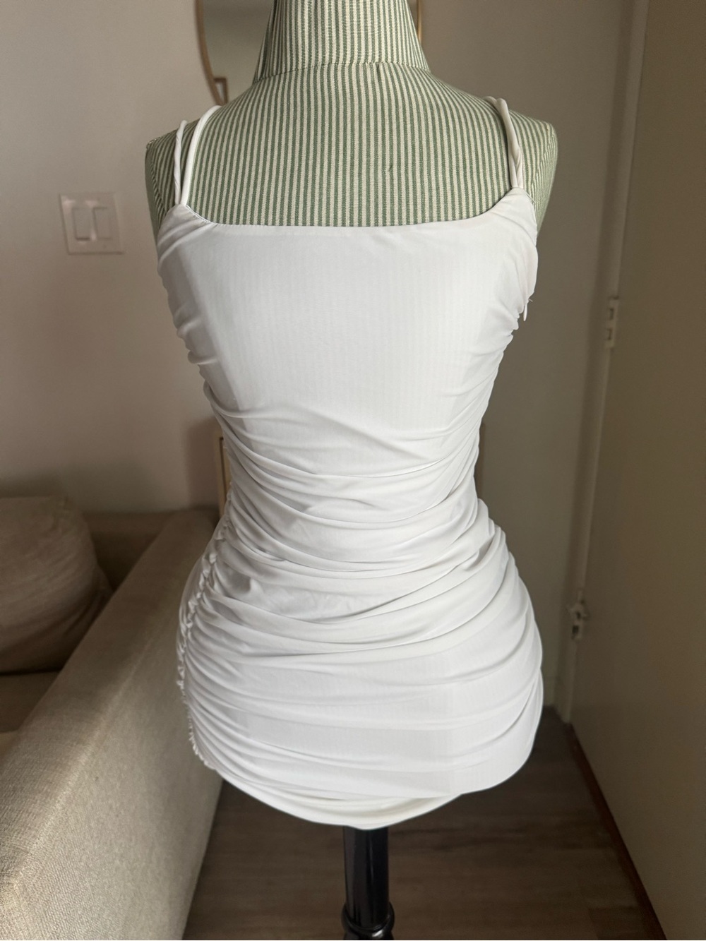 Superdown White Ruched Bodycon Mini Dress S NWT